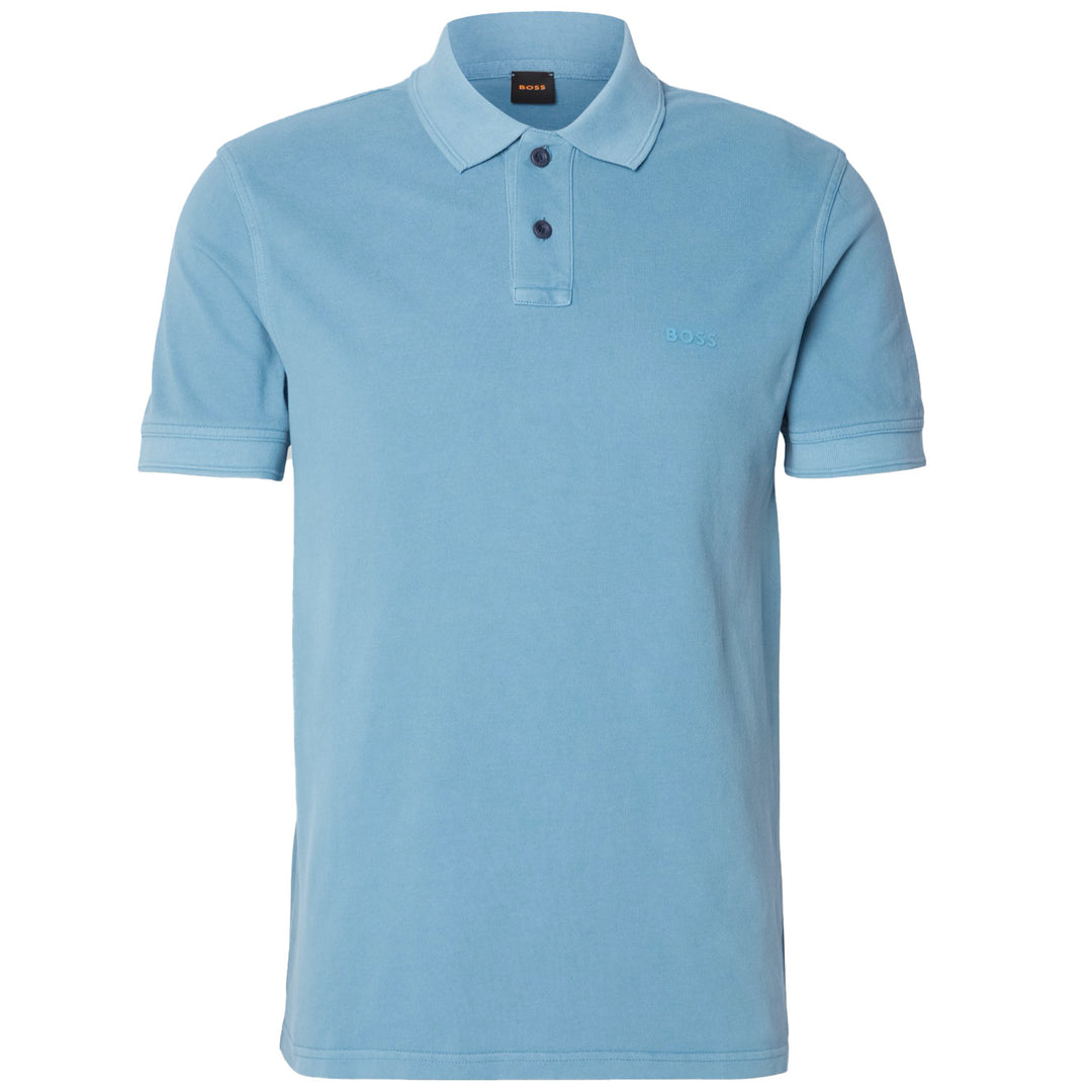 Boss Cotton-Piqué Polo Shirt With Logo Print - Sky Blue