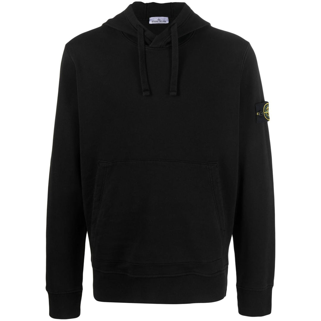 Stone Island logo-patch pullover hoodie Black