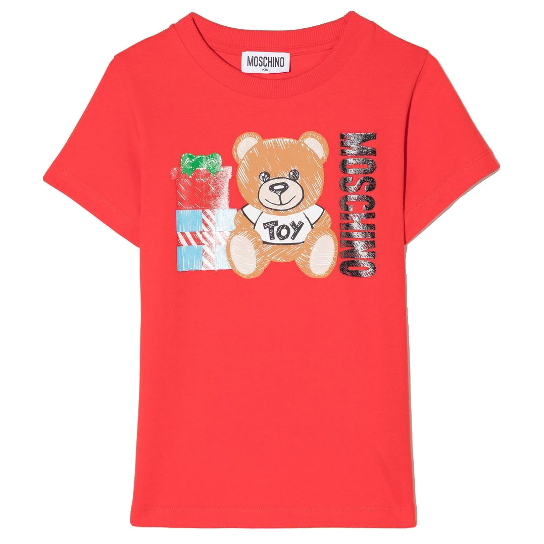 MOSCHINO KID-TEEN TEDDY BEAR GIFTS T-SHIRT RED