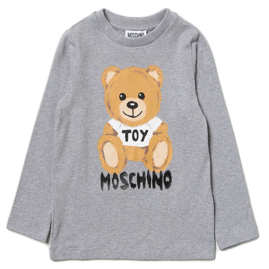MOSCHINO KID-TEEN TEDDY BEAR LONG SLEEVE T-SHIRT GREY