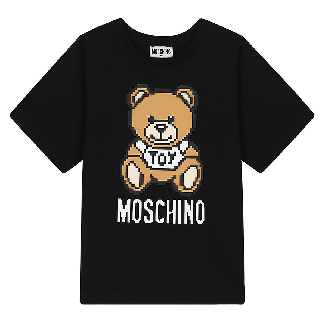 Moschino Kid-Teen Pixelated Teddy Bear T-shirt Black