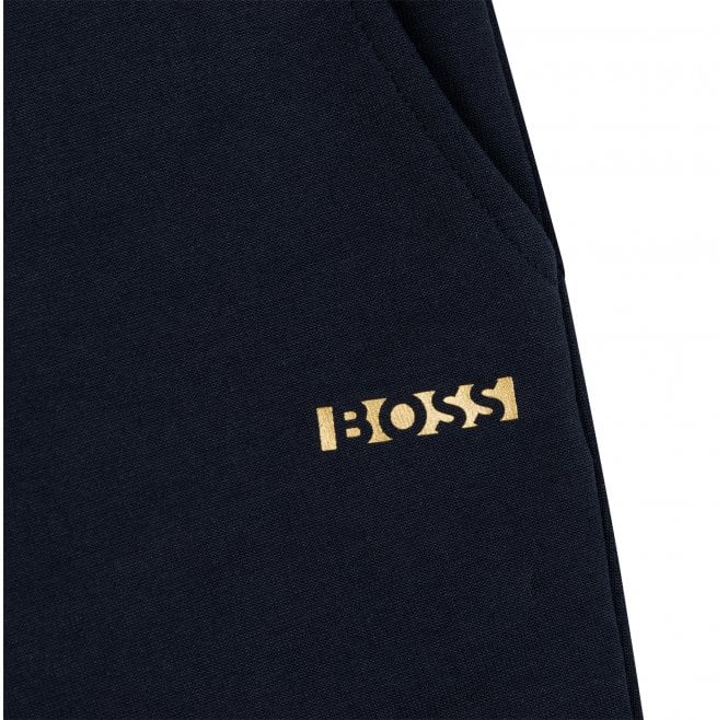 Hugo Boss Kids Fleece Logo Print Shorts Navy