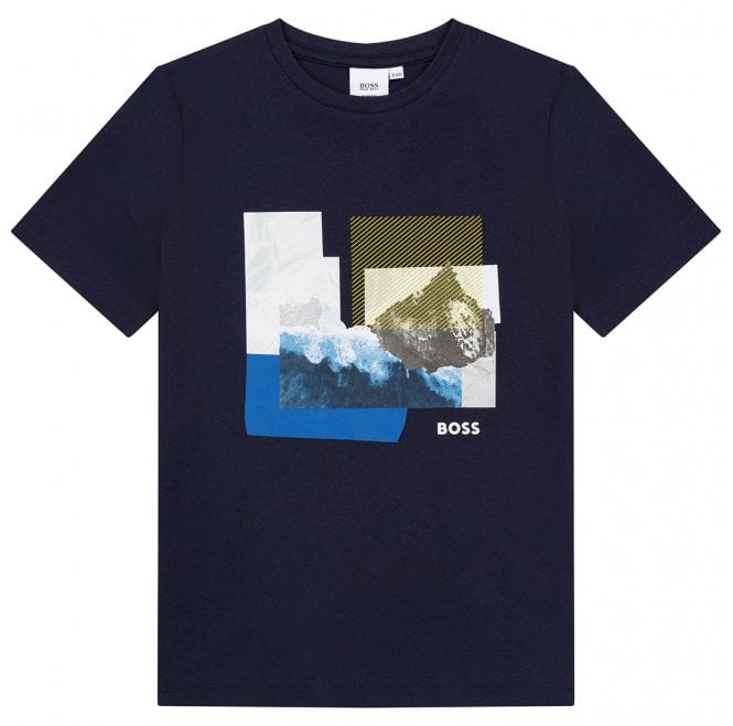 Hugo Boss Kids Graphic Print T-shirt Navy