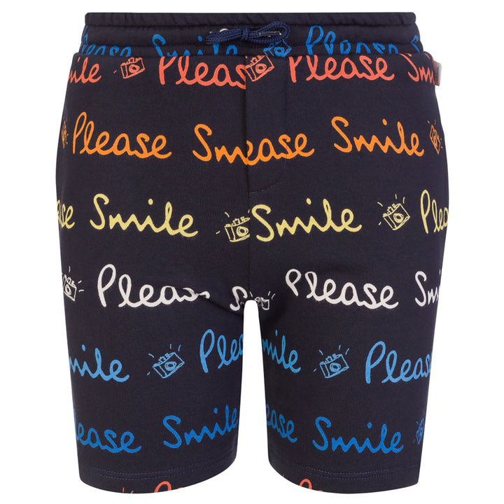 Paul Smith Kids-Boys Please Smile All Over Print Shorts Navy