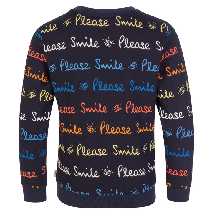 Paul Smith Kids-Boys Please Smile All Over Print Sweatshirt Navy