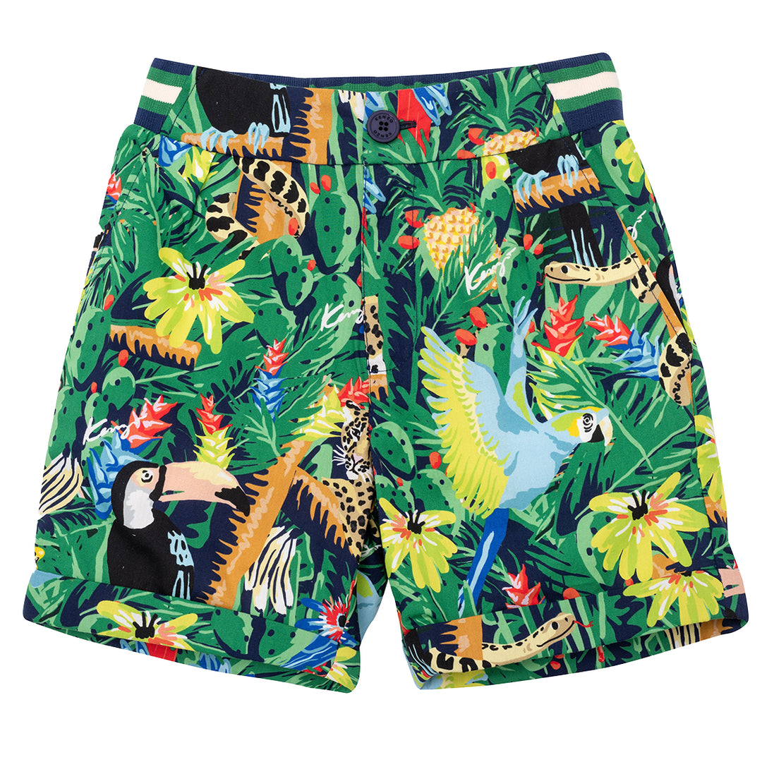 Kenzo Kids Tropical Print Shorts Green