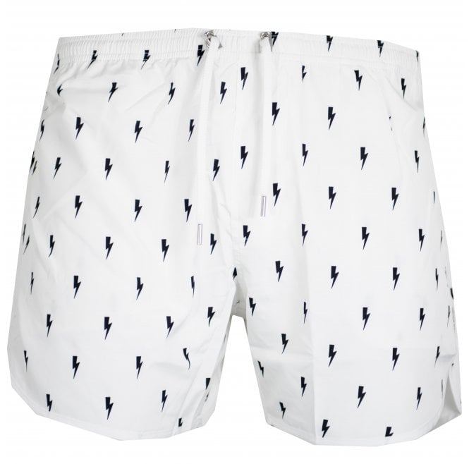 Neil Barrett Thunderbolt Swim Shorts White