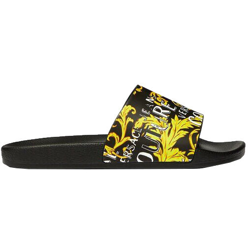 Versace Jeans Couture Logo Couture Print Sliders Black