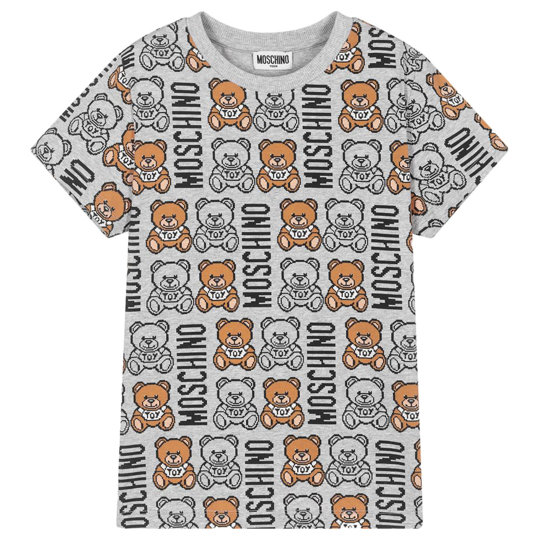 Moschino Kid-Teen All-Over Teddy Bear Print T-shirt Grey
