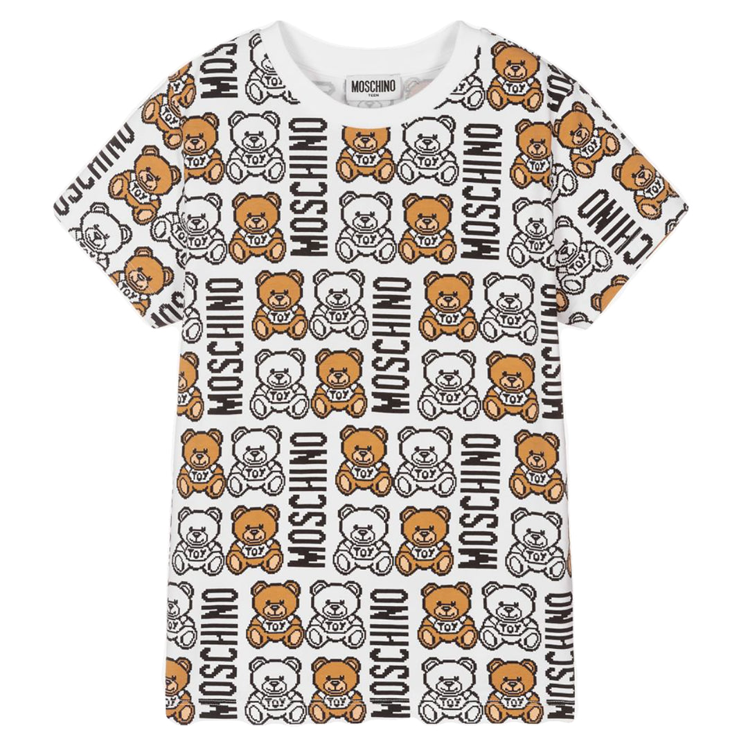 Moschino Kid-Teen All-Over Teddy Bear Print T-shirt White