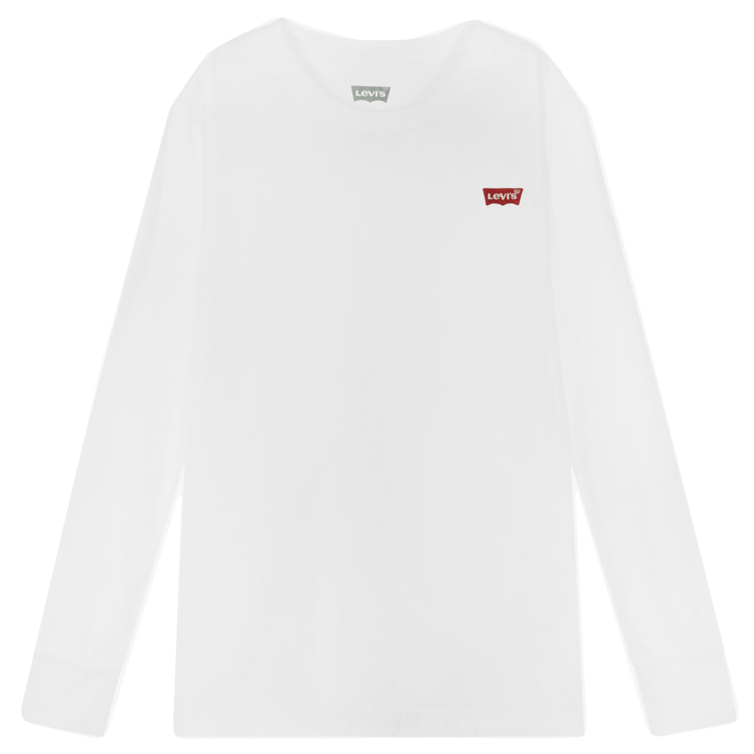 LEVI'S KIDS-BOYS EMBROIDERED LOGO PRINT LONG SLEEVE T-SHIRT WHITE