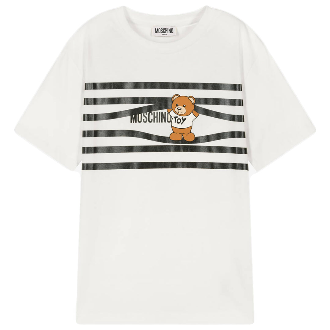 MOSCHINO KID-TEEN BETWEEN THE LINES MAXI T-SHIRT WHITE
