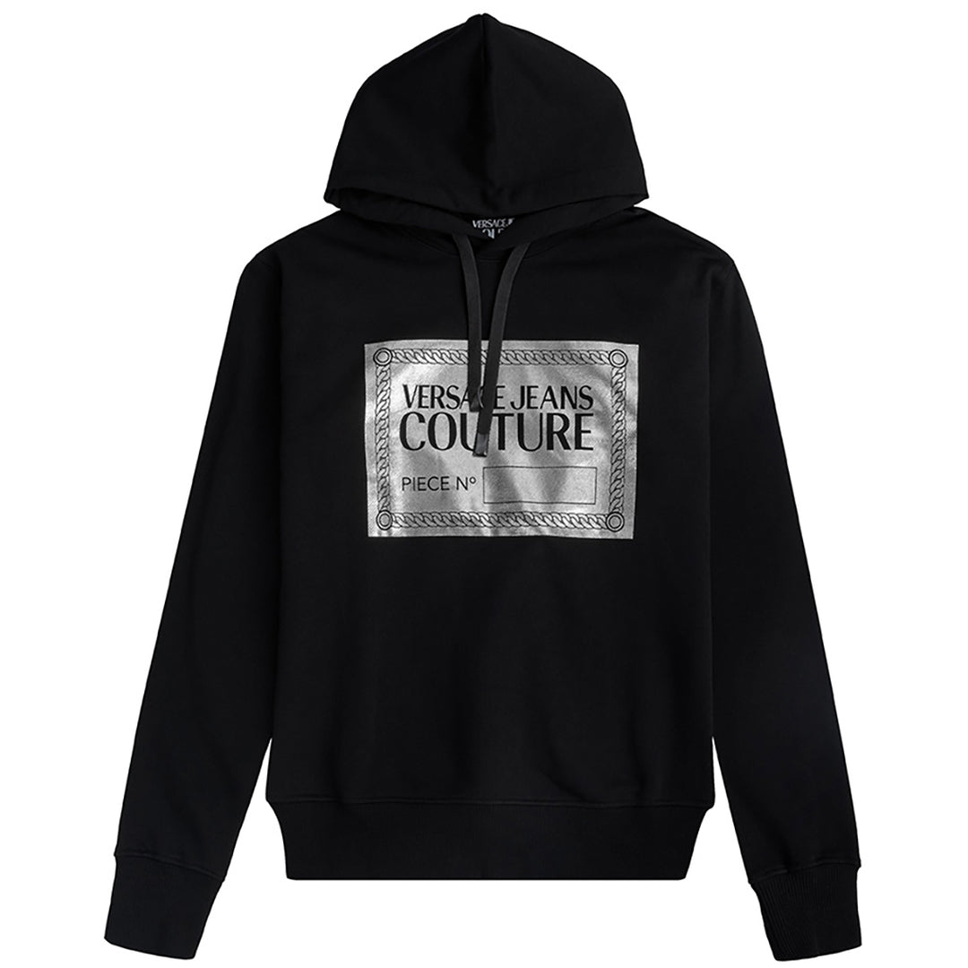 VERSACE JEANS COUTURE FOIL NUMBER PIECE LOGO HOODIE BLACK